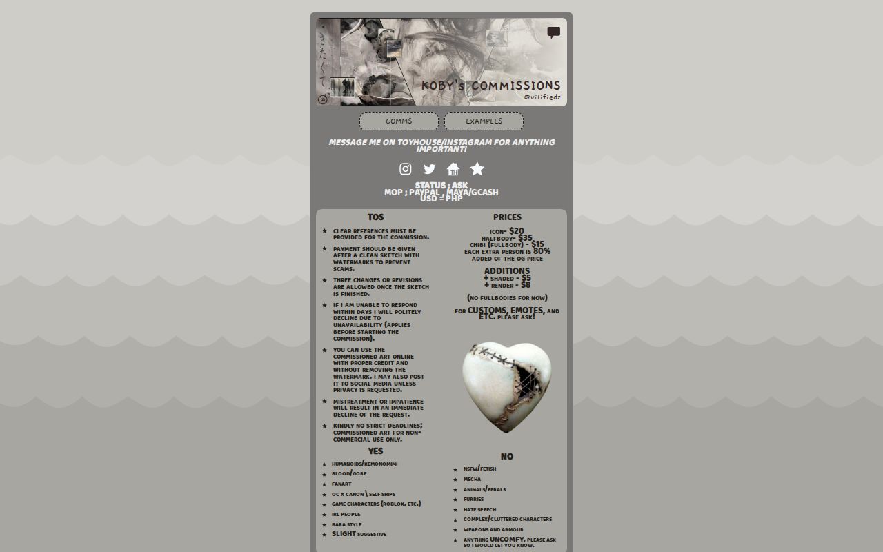 VILIFIEDZ COMMISSIONS